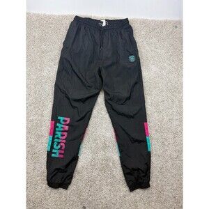 Parish Nation Mens XL Black Track Pants 90s Hip Hop Retro Windbreaker Streetwear